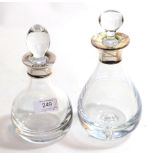 Two similar Elizabeth II silver-mounted decanters, the mounts by L. J. Millington, Birmingham,