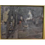 P F Pihinger*, (20th century) Paris street scene, signed oil on canvas, 29.5cm by 38.5cm together