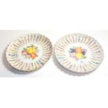 ^ Meissen floral and fruit decorated scalloped edged plate, diameter 27.5cm and a similar