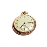 A 9 carat gold Art Deco open faced pocket watch, case with London hallmark for 1937