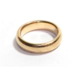 A 9 carat gold band ring, finger size J. Gross weight 5.52 grams.