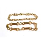 A Celtic link bracelet, stamped '9' and '.375', length 19cm; and a 9 carat gold fancy link bracelet,