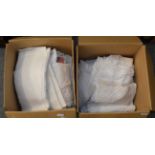 ^ A quantity of assorted white linen and crochet pieces (in two boxes)