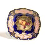 Royal Worcester fruit painted square dish by Sebright (a.f.)