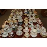 Six trays of assorted 20th century coffee cans and saucers, including Crown Staffordshire,