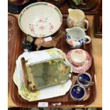 An 18th century Staffordshire salt glazed pottery bowl and a small collection of ceramic and other