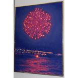 Philip Dunn (b.1945), Fireworks over Brighton, signed, oil on canvas, 120cm by 89cm Artist's