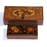 Tunbridge ware trinket box and another (2)