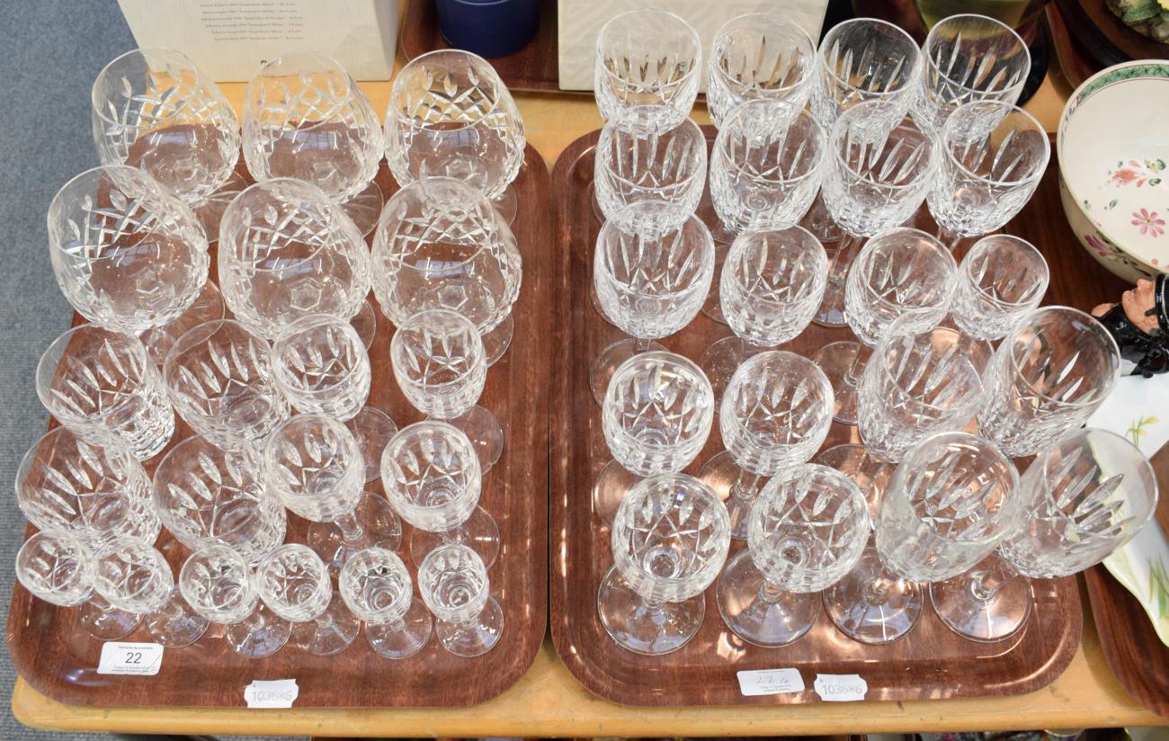 Two trays of Waterford crystal glassware