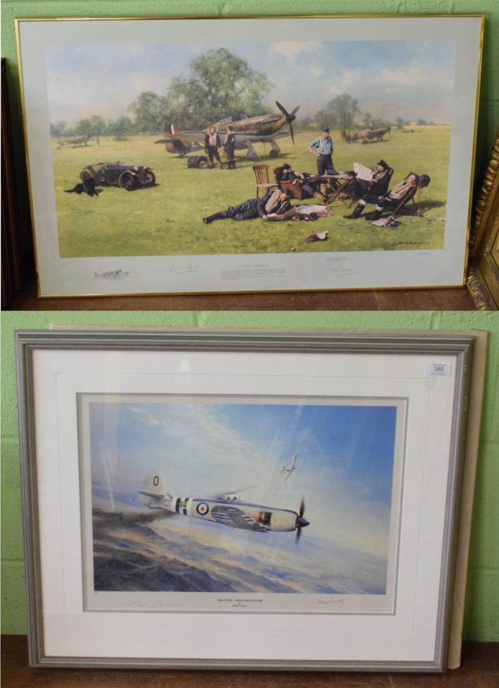 A collection of limited edition aviation prints, one signed by the crew (3)
