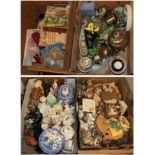 Four boxes of assorted china including Royal Doulton figures, silver plate, small quantity of