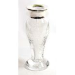 An Elizabeth II silver-mounted glass vase, the mounts by Carrs, Sheffield, 2004, the glass cut and