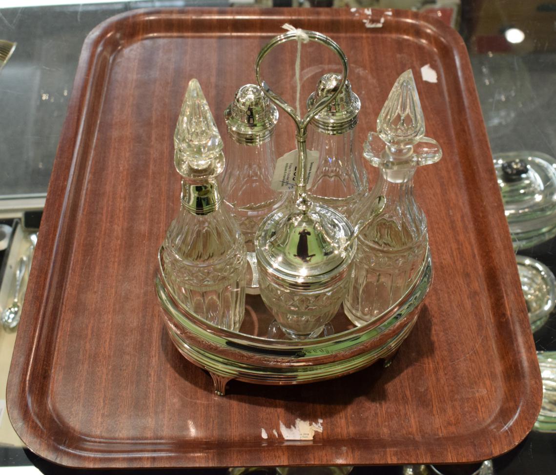 A George III silver cruet, by Peter, Ann and William Bateman, London, 1802, bombe oval and with