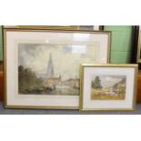 ^ John E Aitken, Breeder Holland, signed watercolour; together with Autumn Ryder Water, a further