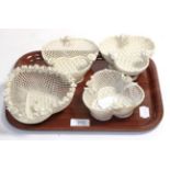 Four early Belleek baskets (one damaged)