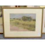 Attributed to Edward Stott of Oldham (1859-1918), Rural landscape, pastel, 28cm by 40cm