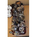 Two trays of assorted silver plate