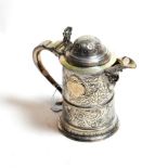 A silver ewer, the base and handle with cancelled Newcastle marks, the base further stamped with