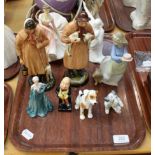 A Royal Doulton 'Lambing Time' figure, HN1890; mother 'The Shepherd' HN1975; with seven other