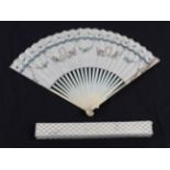 An 18th Century Ivory Fan, the monture very fine and slender, the gorge plain, the upper guards