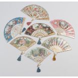 Seven Porcelain Fan Shaped Decorative Plates, ''The Fans of the Fitzwilliam Museum'' by Compton