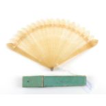 A Very Fine Circa 1820's Pale Horn Brisé Fan, the sticks delicately and intricately carved and