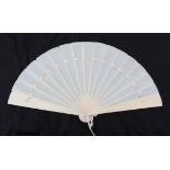 A Circa 1880's Ivory Brisé Fan, with wide wedge-shaped sticks, completely plain save for a