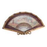 A Russian Royal Birth: An 18th Century Bone Fan, the monture quite slender and lightly painted,