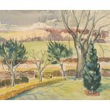 John Northcote Nash CBE RA (1893-1977) Landscape with trees Signed, pencil and watercolour, 37cm