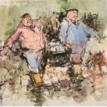 Roland Batchelor RWS (1889-1990) ''Boulogne, Carrying the Catch'' Signed and inscribed, mixed media,