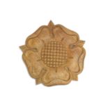Woodpeckerman: A Stan Dodds (1928-2012) Carved English Oak Yorkshire Rose, with recessed