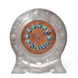 Archibald Knox (1864-1933) for Liberty & Co.: A Tudric Pewter, Copper and Enamel Clock, model No.