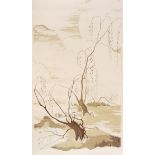 Sung Mural Original hand screen printed in the early 20th century, scenic design depicting a