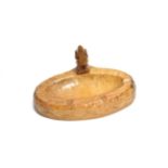 Gnomeman: A Thomas Whittaker of Littlebeck English Oak Ashtray, of oval form, with standing carved