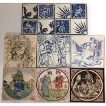 Eight Victorian Tiles: Thomas Allan (1831-1915) for Josiah Wedgwood & Sons, Two 6'' Picture Tiles,