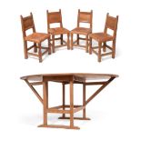 Gnomeman: A Thomas Whittaker of Littlebeck English Oak Dining Room Suite, comprising a Butterfly