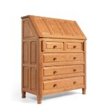 A Carthouse Furniture of Thirsk English Oak Panelled Bureau, the fall front opening to reveal a