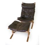 Ingmar Relling for Westnofa: A Beech Framed Bentwood Lounge Chair, covered in buttoned brown