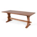 Gnomeman: A Thomas Whittaker of Littlebeck English Oak Refectory Table, on two shaped supports