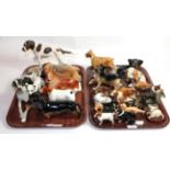 Beswick dogs including Pointer on plinth, Dalmation, Dachshund, Terrier and foreign dog models