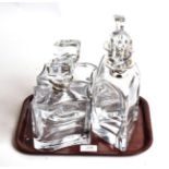 A pair of Elizabeth II silver-mounted Bohemian glass decanters, the mounts by Laurence R. Watson,