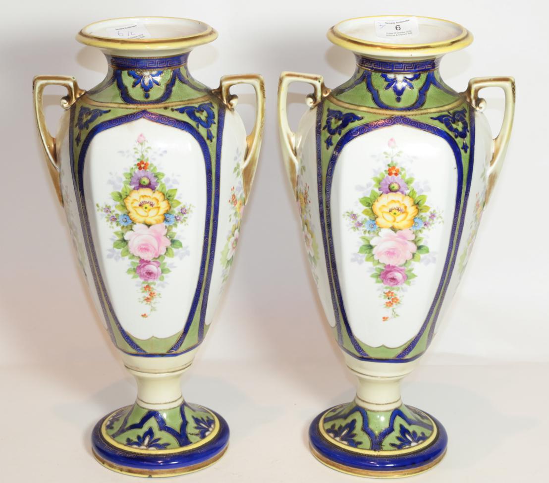 A pair of Noritake twin-handled vases