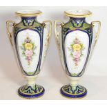 A pair of Noritake twin-handled vases