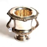 An old Sheffield plate wine-cooler, collar and liner, apparently unmarked, circa 1820, campana-