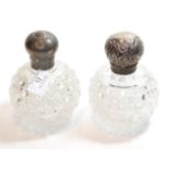 Two Victorian silver-mounted cut-glass scent bottles, one maker's mark rubbed, London, 1900, the