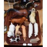 Beswick animals including: Tamworth Sow; CH Wall Boy and CH Wall Queen; Shire mare; Siamese cat;