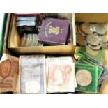 A florin, two Victorian coins, banknotes and a quantity of bronze and cupro-nipple coins