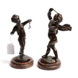 Claude Michel Clodion (1738-1814), a pair of bronze putto of musical interest