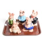 A set of five Wade Natwest pig money banks