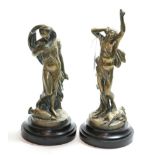 A pair of Victorian cast brass figures